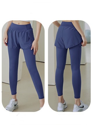Yoga Pants Women's High Waist Buttock Lifting Fake Two-piece Sports Suit Quick Dry