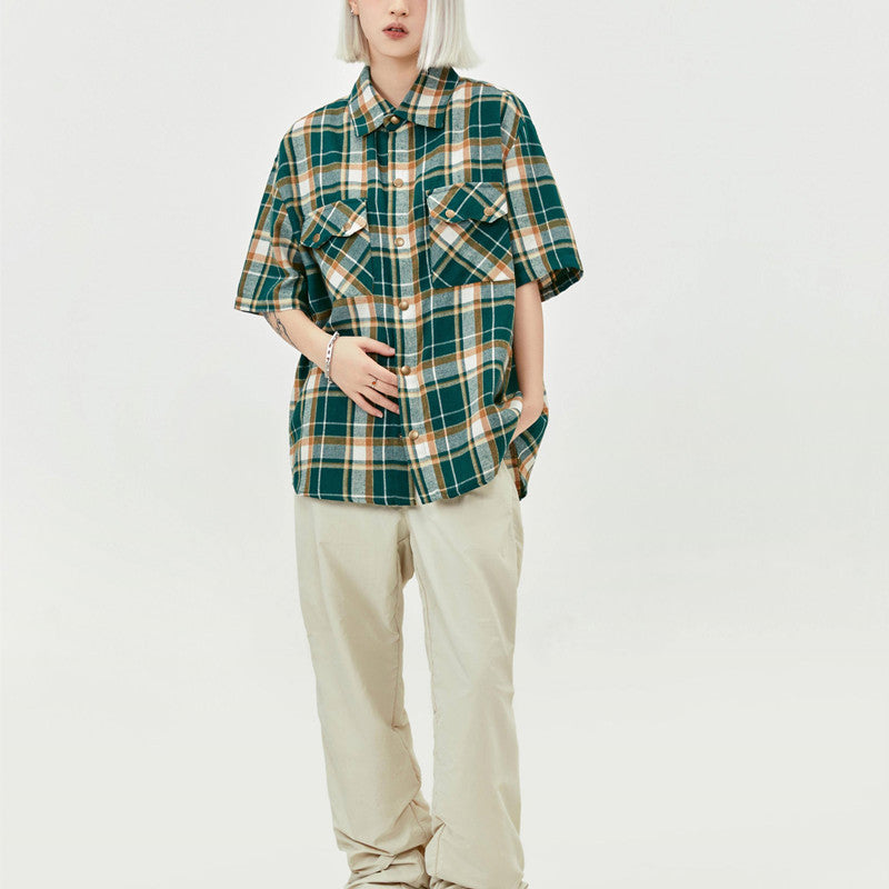 New Summer Design American-style Vintage Plaid Shirt