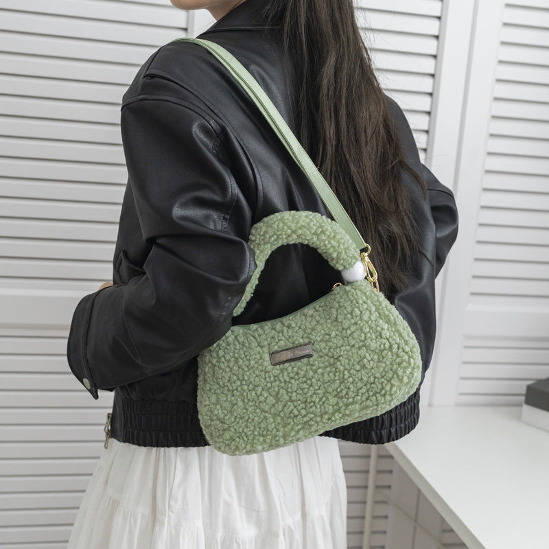 Women's Fashionable Lamb Wool Shoulder Messenger Bag