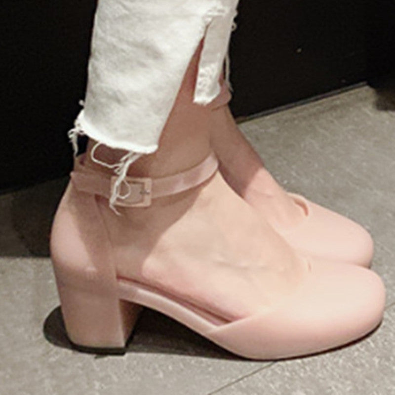 Women's Mid-high Heel Round Toe Soft-soled Jelly Shoes