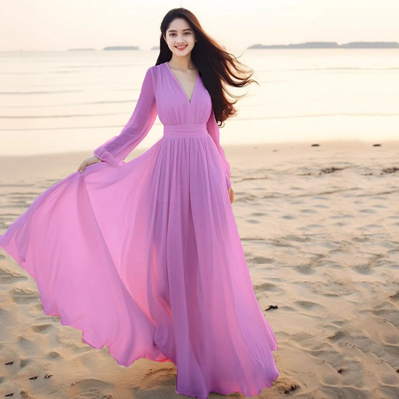 Beach Vacation Flowy Long Maxi Dress