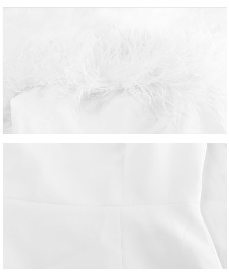 Chest Wrapped Feather Bandage Dress