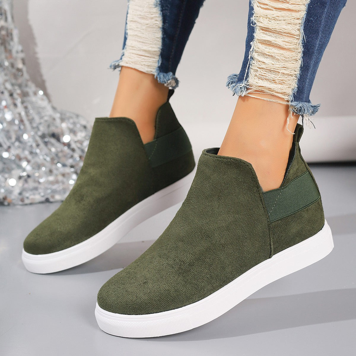 Plus size tykbundede flade fritidssko
