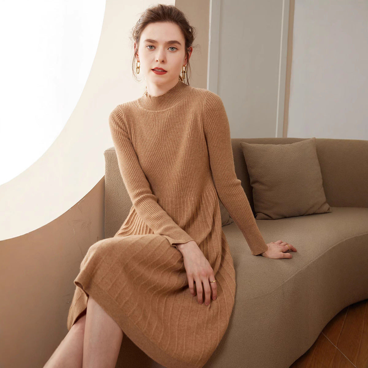Mid-length Solid-color Slim-fit Base Skirt