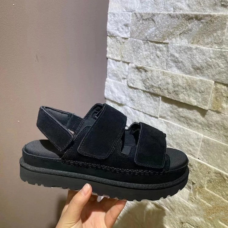 Women's Plus Size Peep Toe Suede Platform Sandals