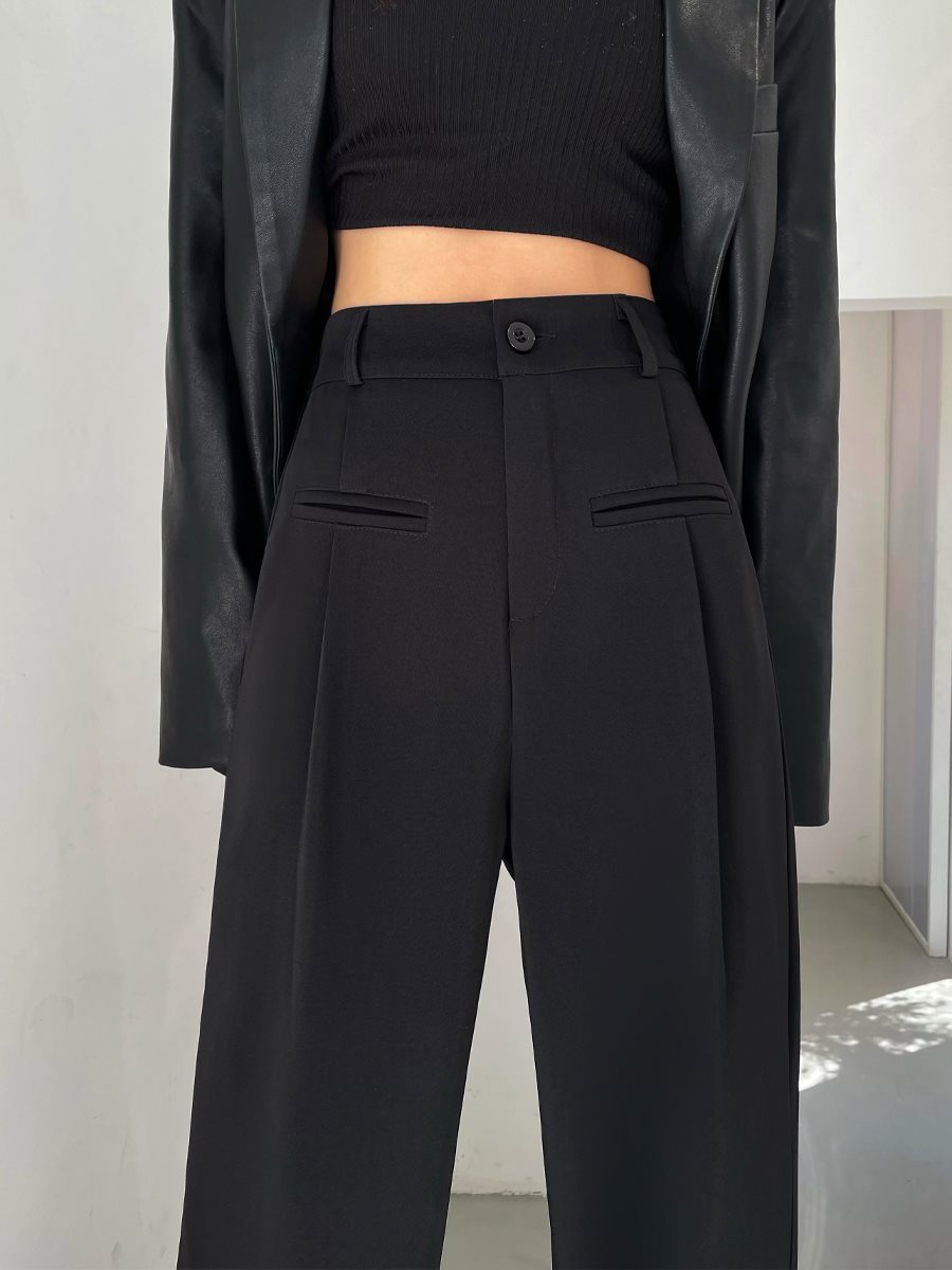 Casual High Waist Drooping Suit Mopping Purple Pants