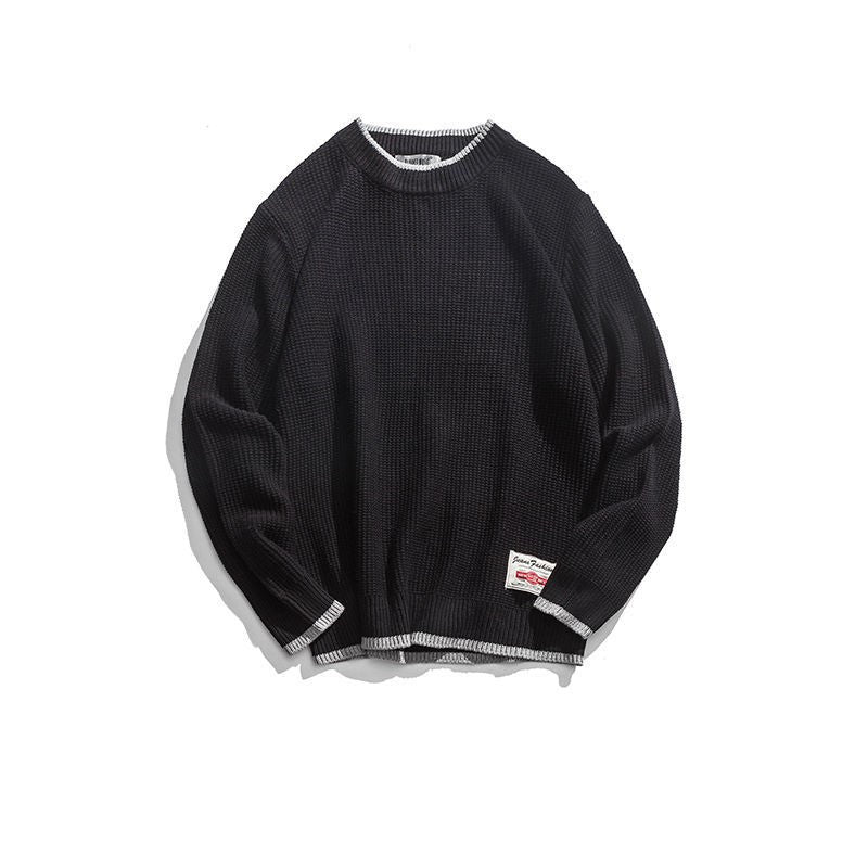 Rundhalset tyk uldsweater strik løs mænd
