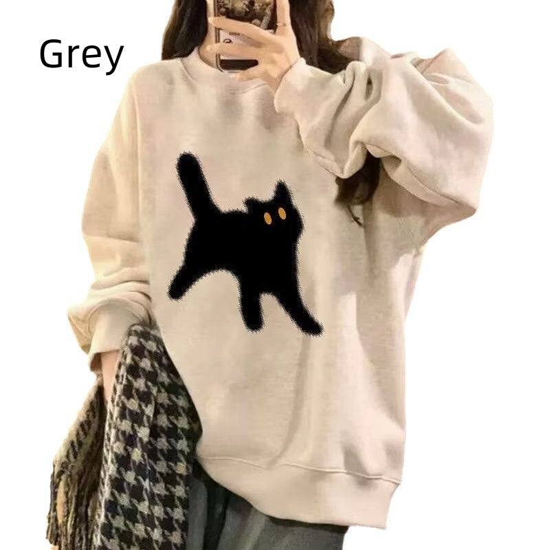 Amerikansk Retro Oversize Rundhalset Sweater Til Kvinder