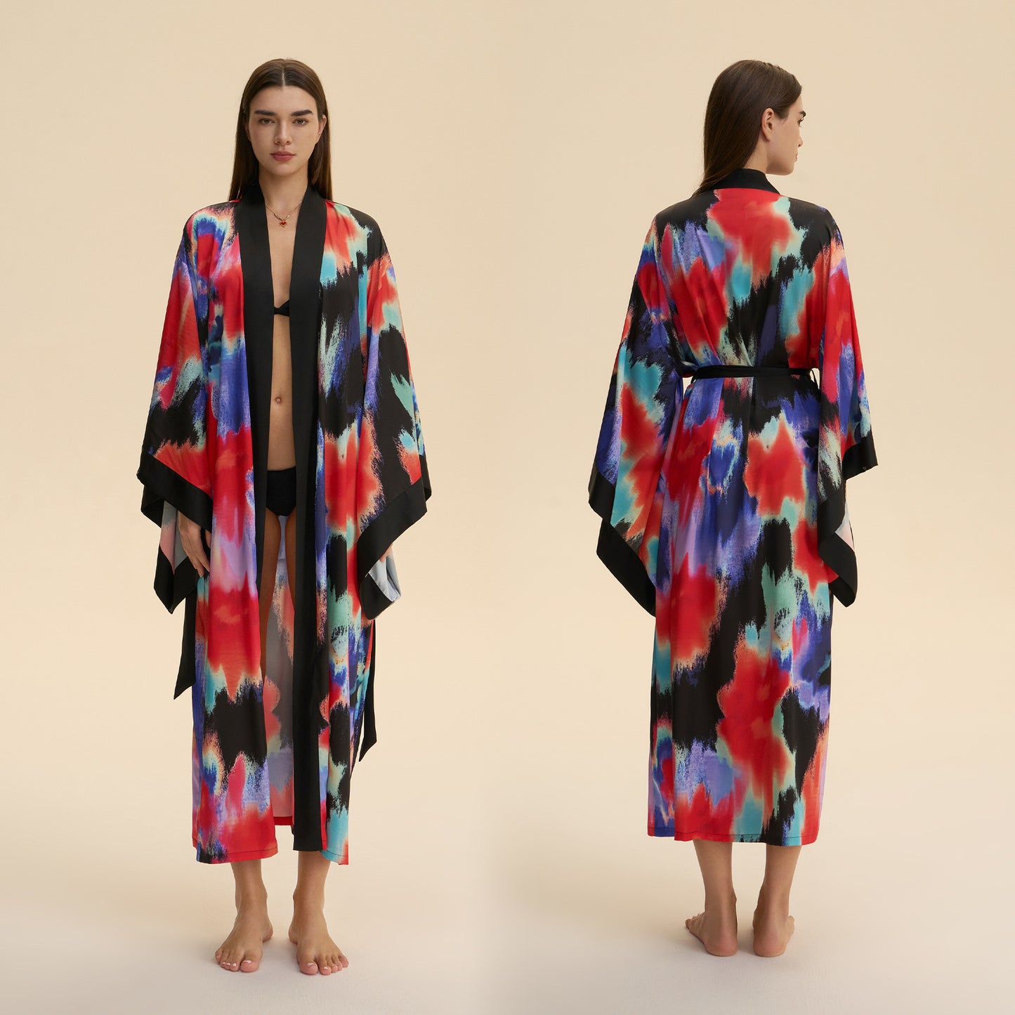 Satin Pajamas With Wide Sleeves For Women