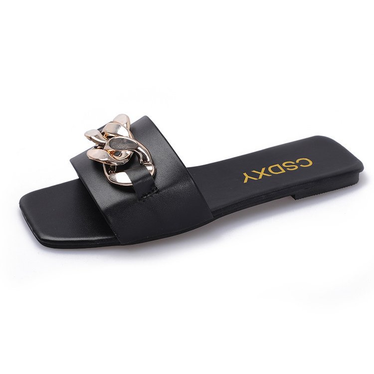 Flat Bottom Sandals And Slippers Women Wear Fashionable Metal Buckle