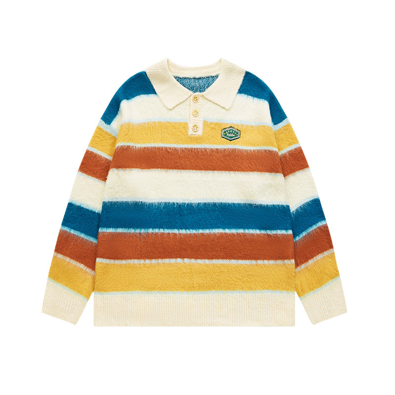 Autumn And Winter New Contrast Color Loose And Warm Knitwear Men's Top