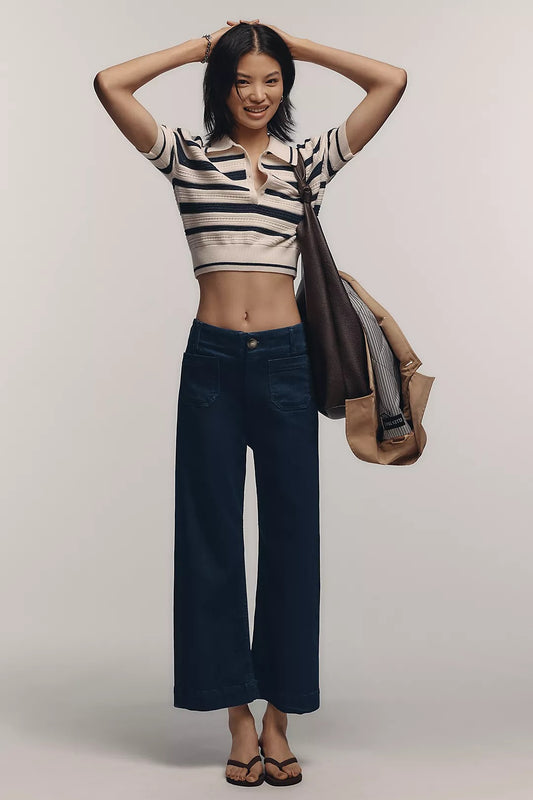 Casual Pants Straight High Waist Wide Leg Cropped Women's Pants