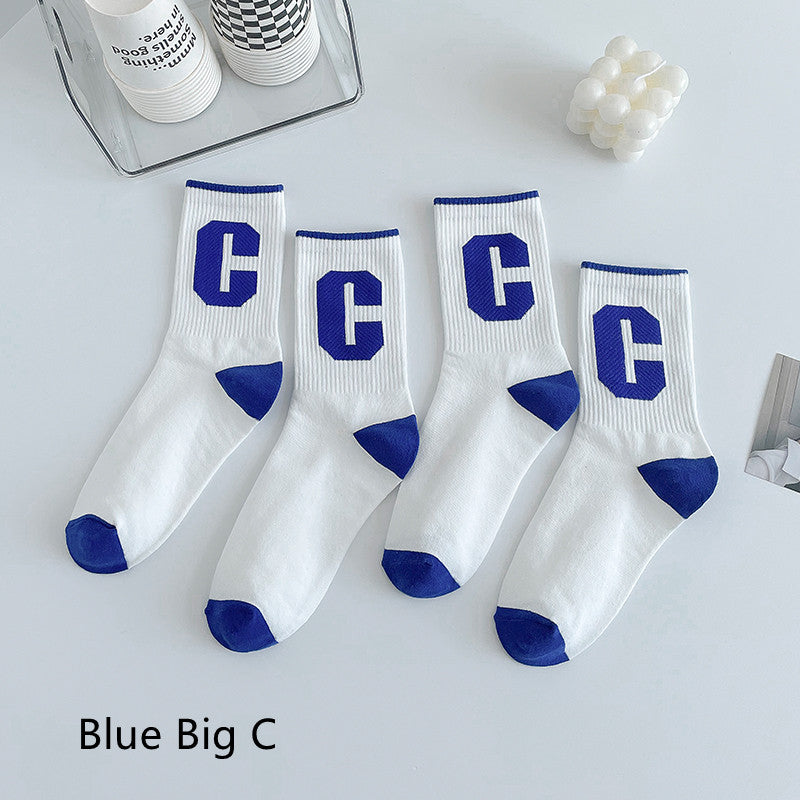 Green Socks Children's Middle Tube Socks Autumn And Winter Pure Cotton