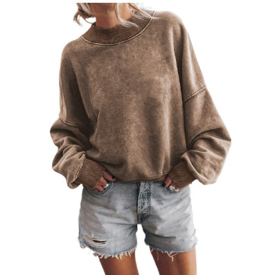 Autumn Crew Neck Solid Color European And American Leisure Loose Sweater
