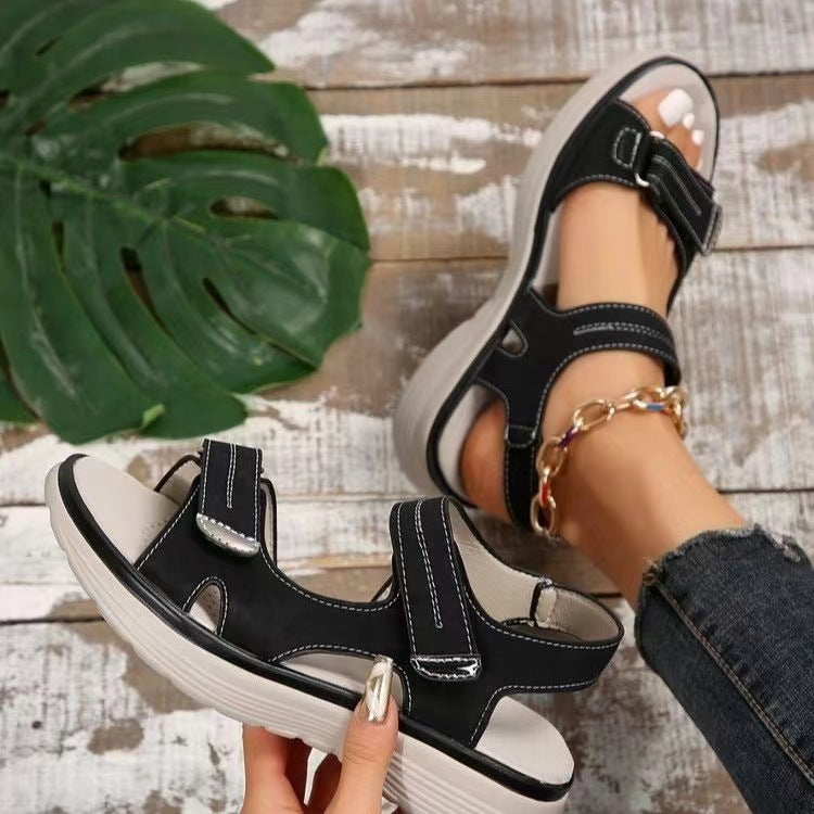 Sports Style Wedge Lightweight Velcro Plus Size Slippers Women