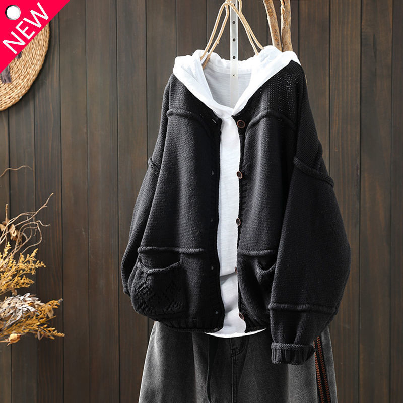 Women's Vintage Distressed Stitching Knitted Sweater