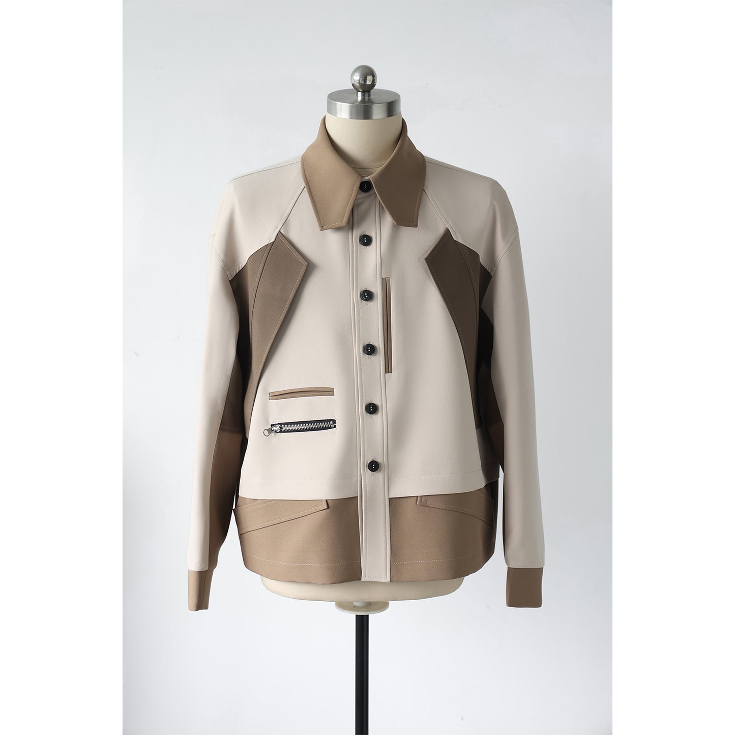 Mens Loose-fitting Casual Color-blocking Workwear Jacket