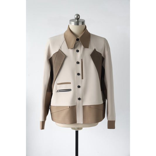Mens Loose-fitting Casual Color-blocking Workwear Jacket