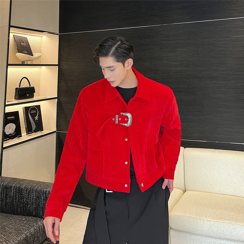 Chinese Retro Style Red Jacket Fashionable Men And Women