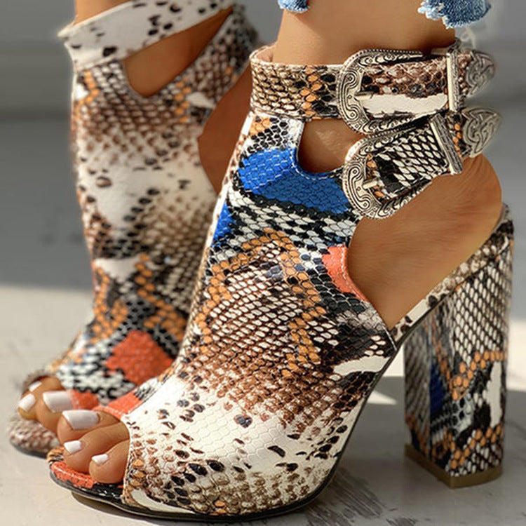 Large Size Female Sandals With High Thick Heels Behind Fish Mouth