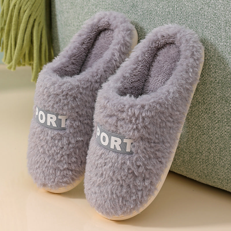 Fashion Warm Non-slip Thick-soled Couple Plush Slippers