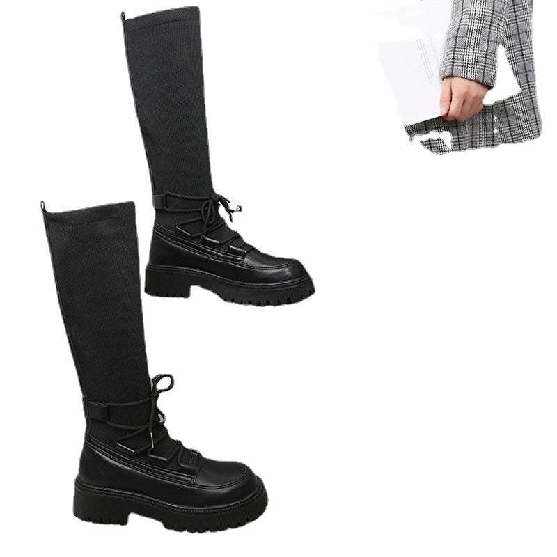Women's Stretch Knit Socks High-tube Thick-soled High Boots