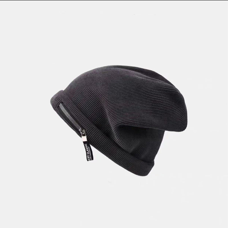 Women's Knitted Hat Autumn And Winter Personality Zipper Loose American Style