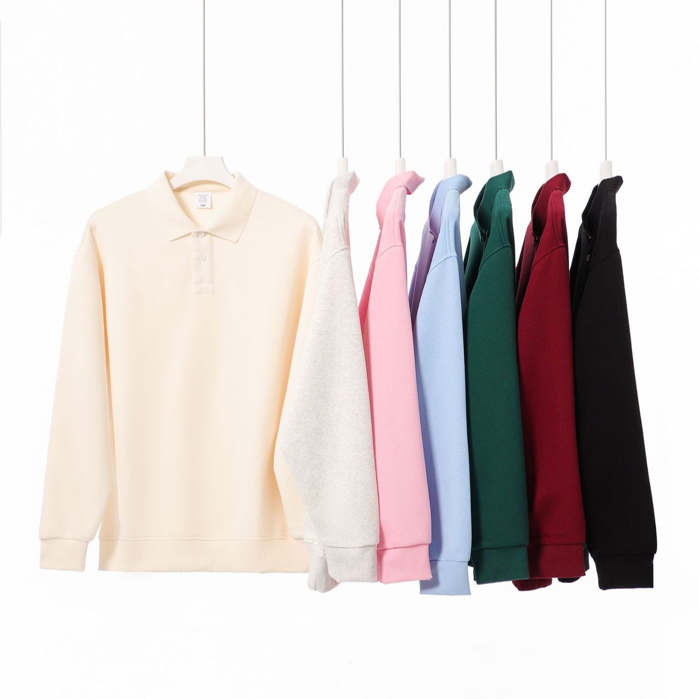 Loose Solid Color Couple Lapel Long Sleeve