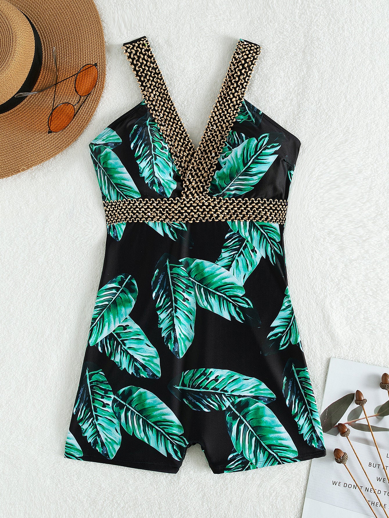 Sexy Solid-Color High-Cut Backless One-Piece Swimsuit With A Deep V-Neck