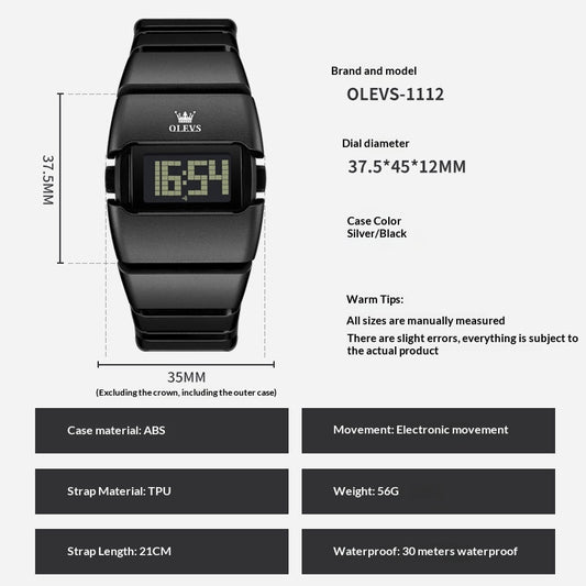 Fashionable Digital Display High-end Square-shaped Student Electronic Watch