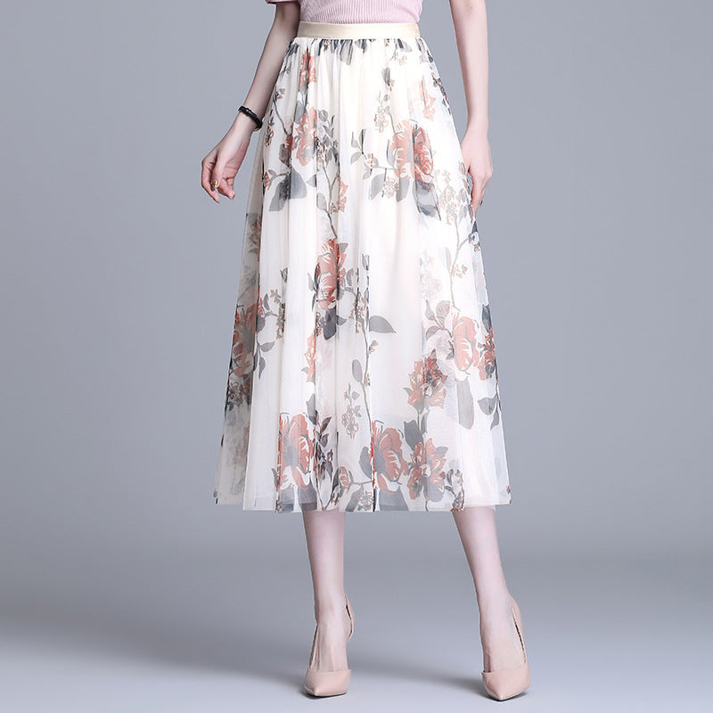 Mode Slankende Tre-lags Mesh Skirt