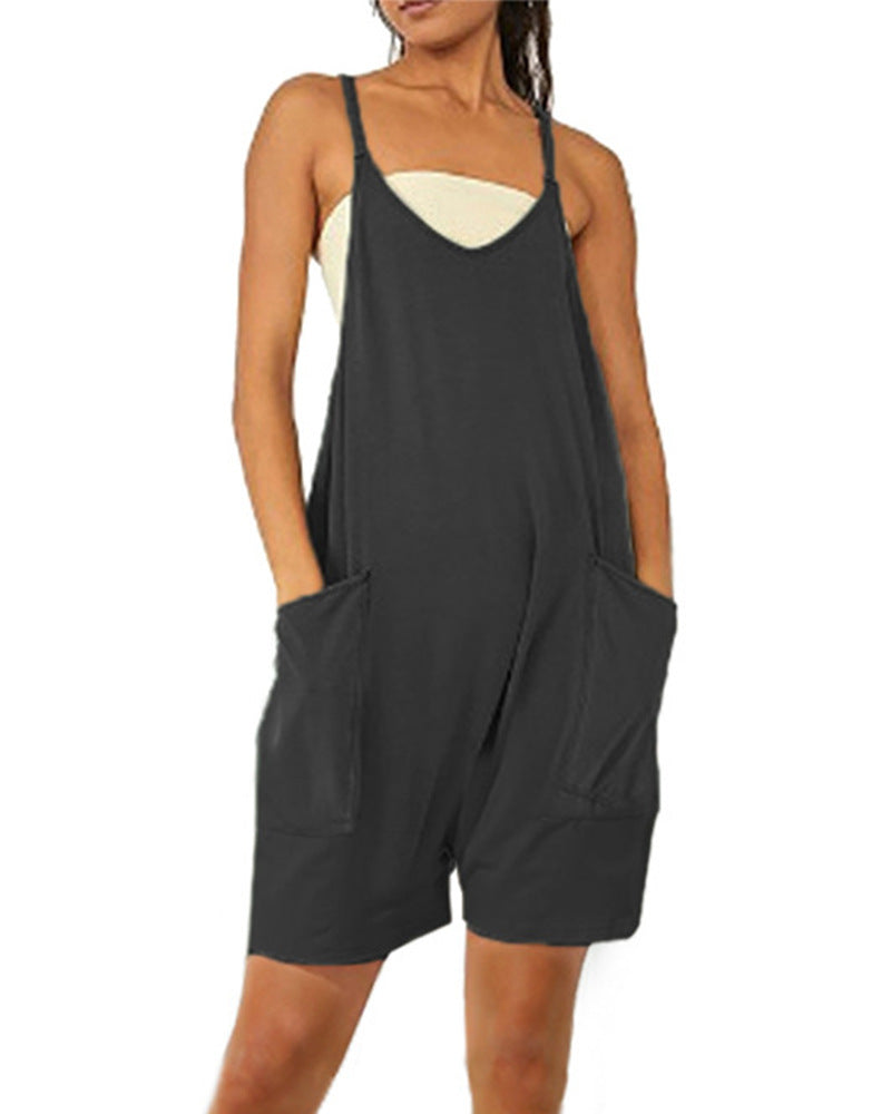 Women's Casual Zipper Pocket Jumpsuit Overalls