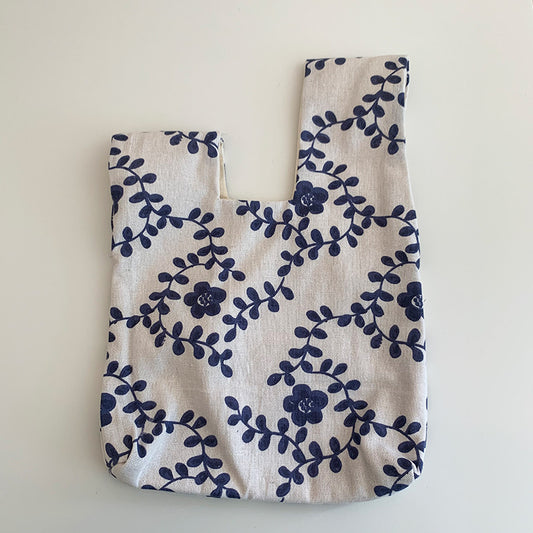 Japanese Style Multi-color Printed Linen Wrist Bag