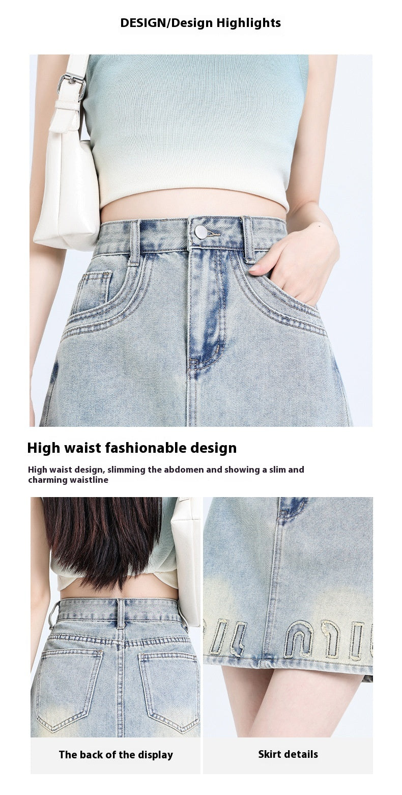 Højtaljet Sommer Ny Denim Blå Nederdel Slankende til Kvinder