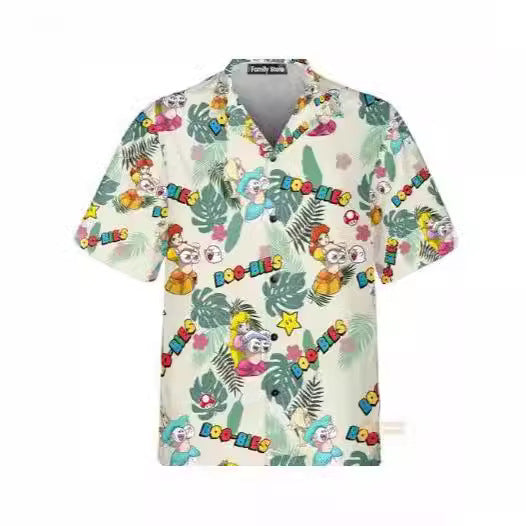 Fiber Men's Short-sleeved Shirt Stretch Printed Shirt