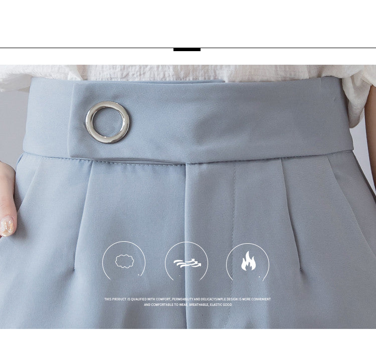 High Waist Cropped Chiffon Loose Straight Tube Trousers