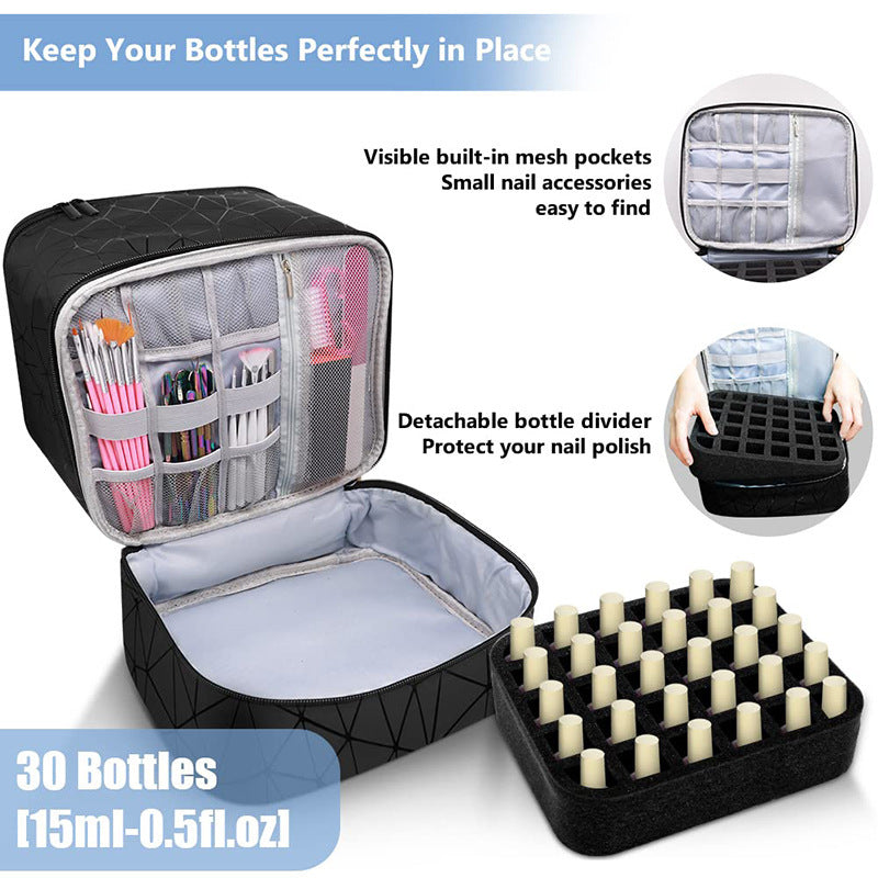 Nail Polish Essential Oil Storage Bag Portable Double Layer Makeup Storage Box