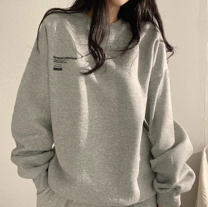 Plus Size Loose Fashion Brand Pack Fleece-lined Thickened