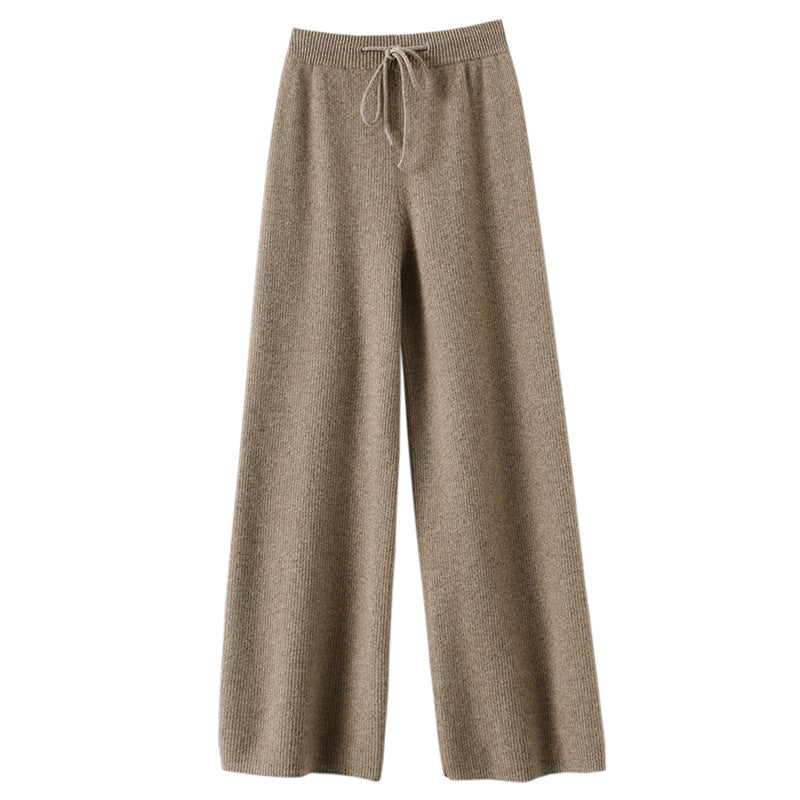 Womens HighWaisted Drapey Wool StraightLeg RelaxedCut Casual Pants