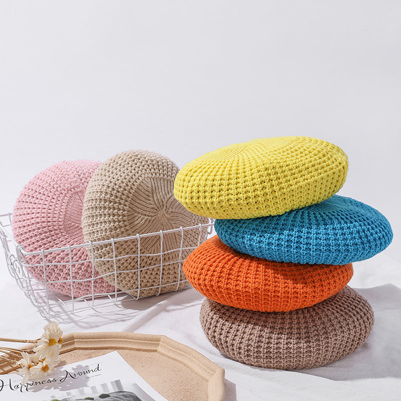 Popular Macaron Color Knit Beret Hat Women