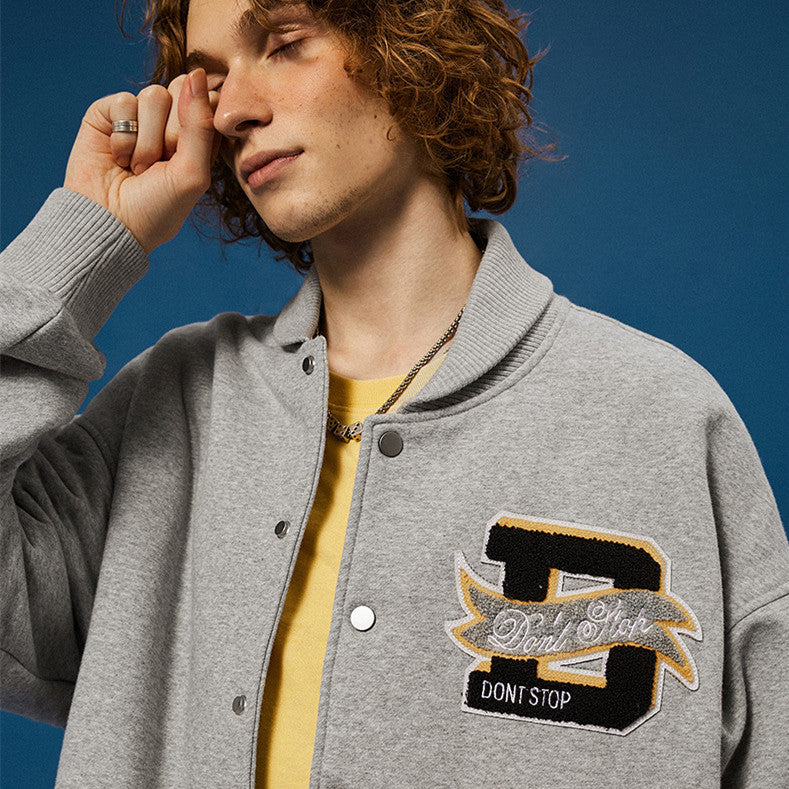 Contrast Patch Embroidery New Coat Jacket Male