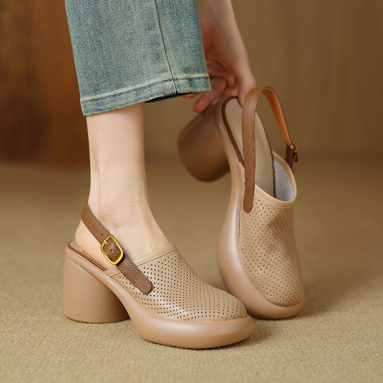 Closed Toe Platform Hollow-out Sandals Women's Round Toe