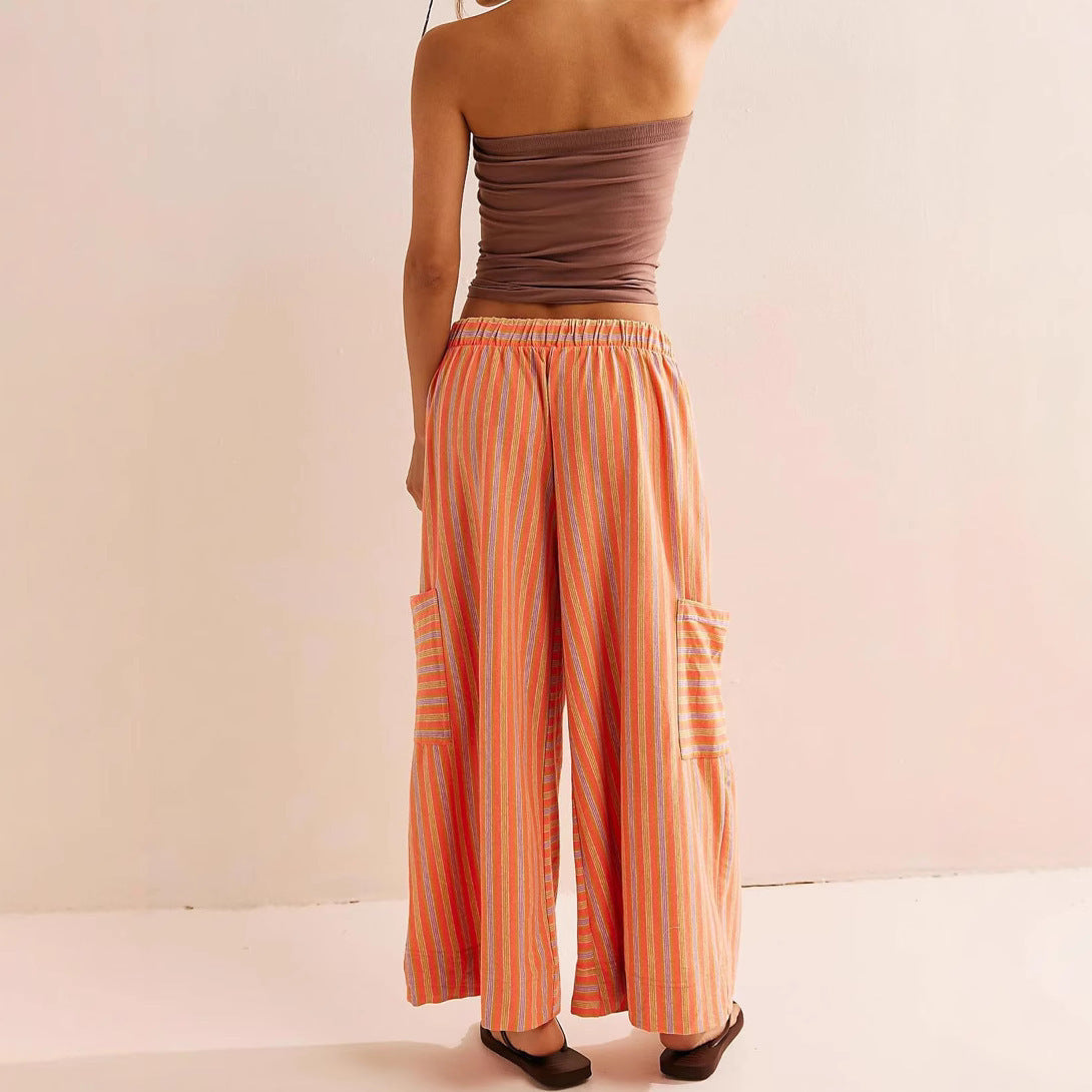 Summer Stripes Straight-leg Pants Women's Clothing