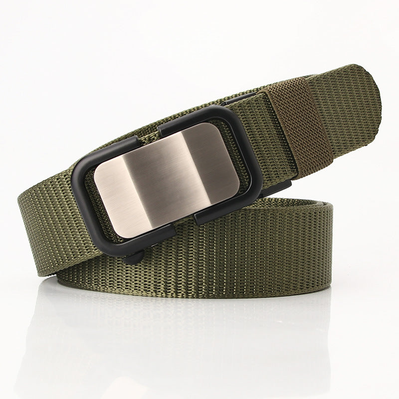 New Nylon Waistband Toothless Automatic Buckle Men's Leather Belt Casual All-match Trouser Belt Neutral Men's And Women's Youth Fashion Wear