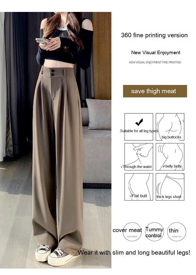 New Brown High Waist Slimming Loose Drooping Small Casual Pants