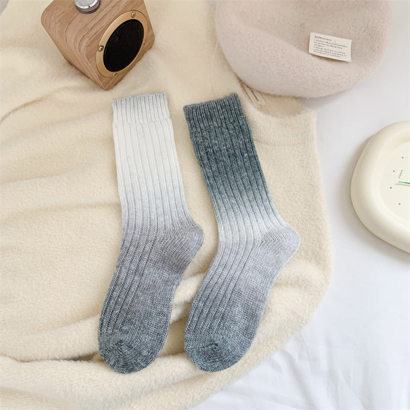 Gradient Color Women's Socks Mid-calf Warm-keeping Socks