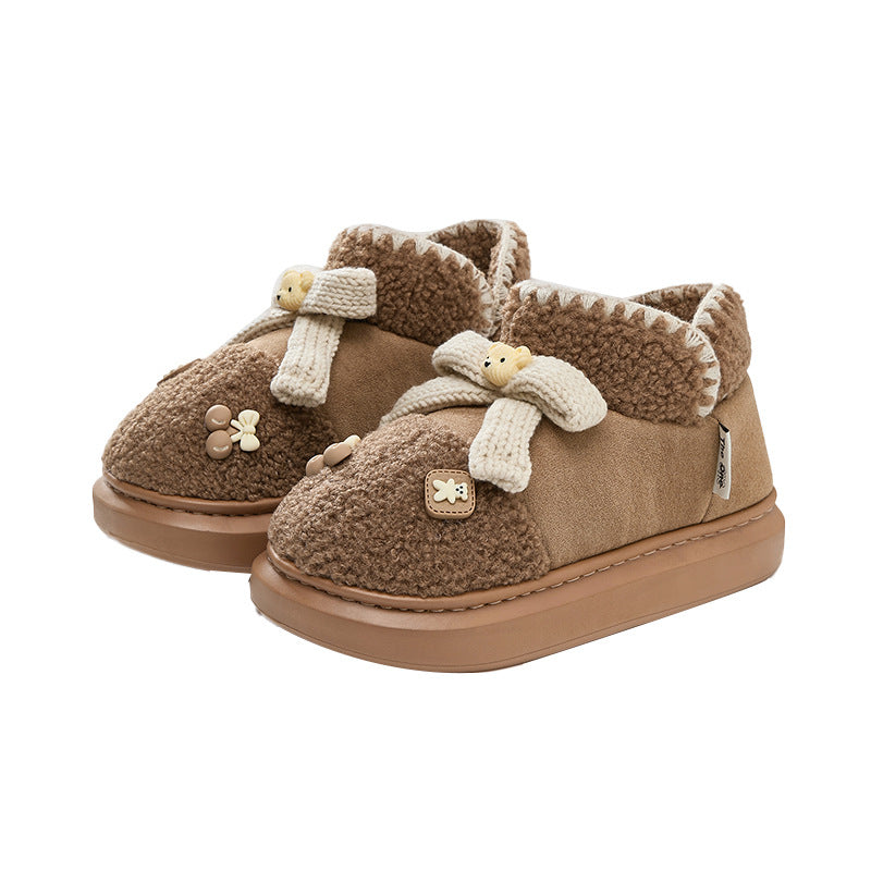 Height Increasing Non-slip Thick Bottom And Warm Keeping Cotton Slippers
