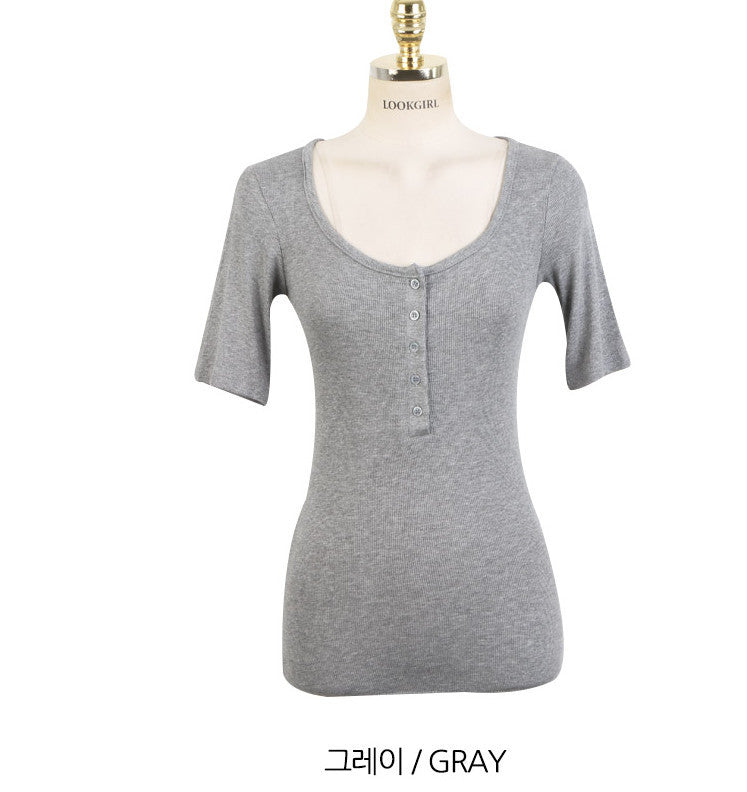 Mikro Gennemsigtig Halvåben Krave Slim-fit Kortærmet T-shirt Dame Top