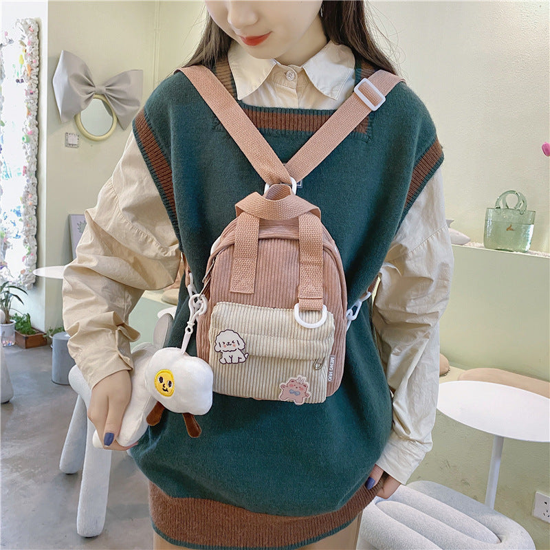 Handheld One Shoulder Korean Style Corduroy Crossbody Bag