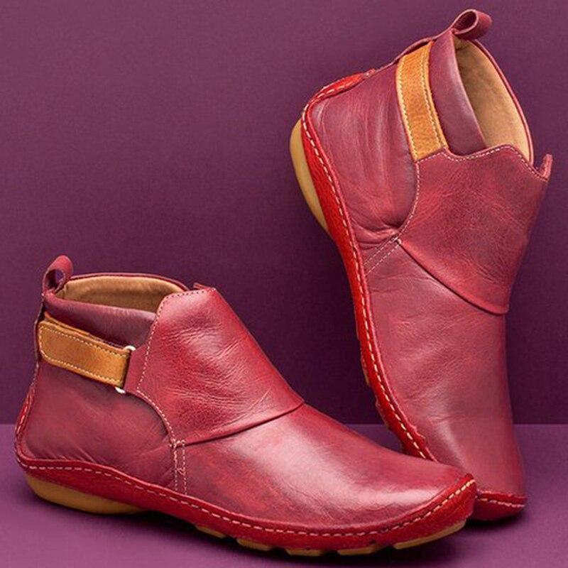 Round Toe Casual Leather Boots Sleeve Fashion